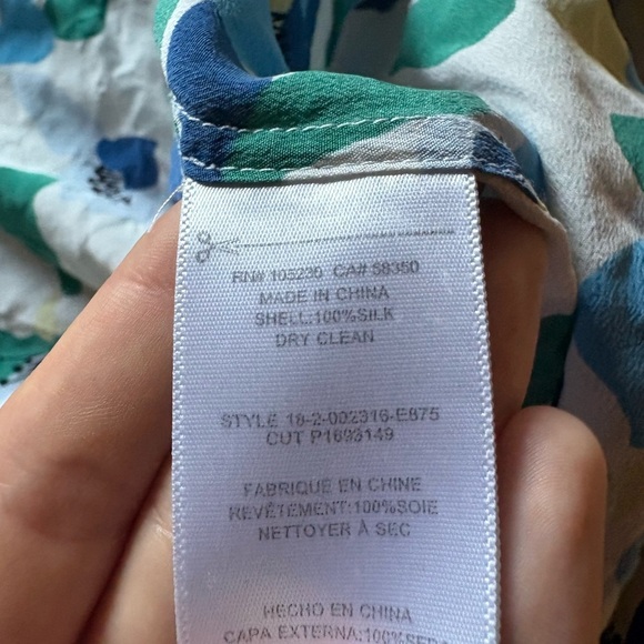 Equipment 100% Silk Blue and Yellow Floral Button Down Shirt - Picture 4 of 4